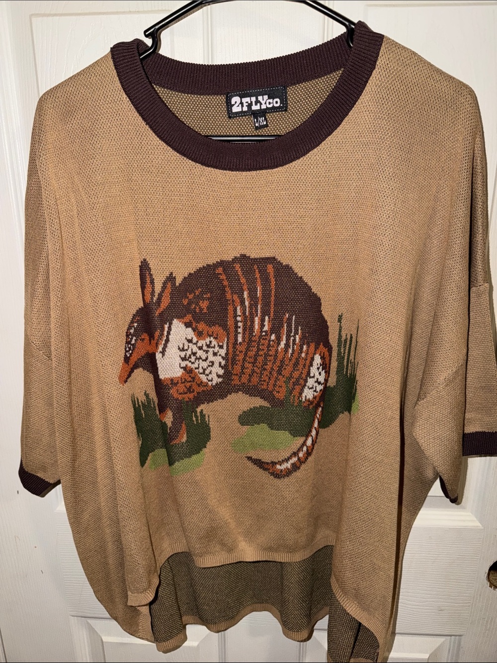 2FLYco Brown Armadillo Knit Short Sleeve Tee